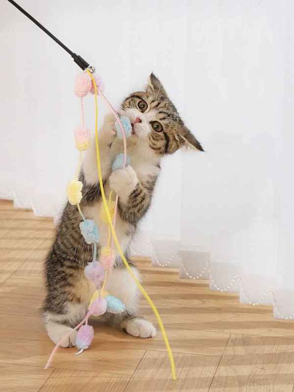 Cat Teaser with Pompoms and Streamers - Image 2